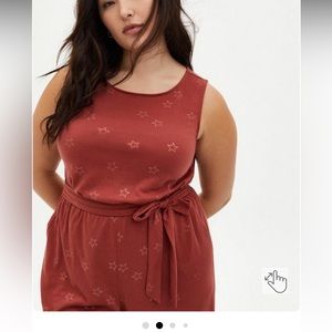 Marsala Stars Textured Knit Culotte Jumpsuit